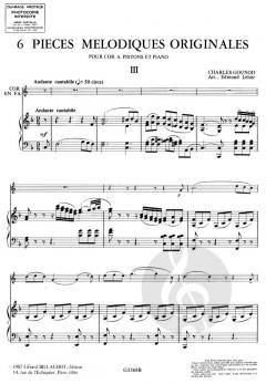 6 Pieces Melodiques Originales Vol. 2 von Charles Gounod für Horn und Klavier