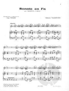 Sonate en Fa Majeur von Robert Valentine 
