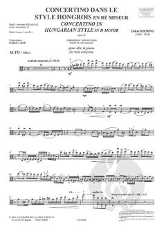 Concertino dans le Style Hongrois en Re Mineur Opus 21 von Oskar Rieding 