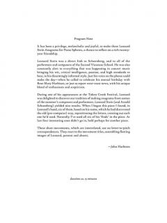 Leonard Stein Anagrams von John Harbison 