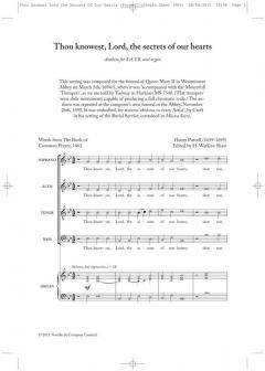 Thou Knowest, Lord, The Secrets Of Our Hearts von Henry Purcell 