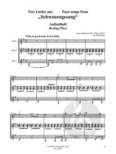 Vier Lieder aus 'Schwanengesang' für Gitarren-Trio D 957 von Franz Schubert 