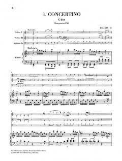 Concertini von Joseph Haydn für Klavier mit zwei Violinen und Violoncello Hob. XIV: 11-13 und XVIII: F2 im Alle Noten Shop kaufen (Stimmensatz)