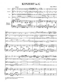 Konzert G-dur Hob. XVIII:4 von Joseph Haydn für Klavier (Cembalo) und Orchester im Alle Noten Shop kaufen (Partitur)