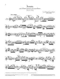 Sonate Wq 132/H 562 von Carl Philipp Emanuel Bach für Flöte solo im Alle Noten Shop kaufen