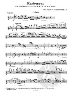 Kadenzen zu Mozart Violinkonzert G-Dur KV 216 von Wolfgang Schneiderhan im Alle Noten Shop kaufen