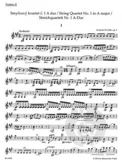 Streichquartett Nr. 1 in A-Dur op. 2 von Antonín Dvorák im Alle Noten Shop kaufen (Stimmensatz)