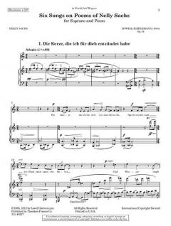 Six Songs on Poems of Nelly Sachs op. 14 von Lowell Liebermann 