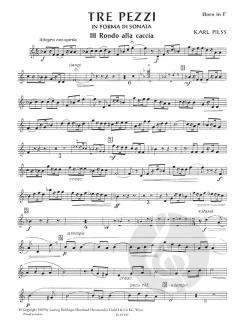 Tre pezzi in forma di Sonata 3 von Karl Pilss für Horn und Klavier