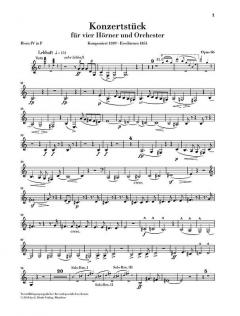 Konzertstück für 4 Hörner und Orchester op. 86 von Robert Schumann für 4 Hörner und Klavier (Stimmensatz)