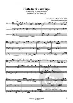 Präludium und Fuge F-Dur BWV 854 von Johann Sebastian Bach für Violoncello-Trio (original E-Dur) im Alle Noten Shop kaufen