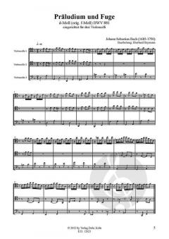 Präludium und Fuge d-Moll BWV 881 von Johann Sebastian Bach für Violoncello-Trio (original f-Moll) im Alle Noten Shop kaufen