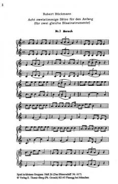 Acht zweistimmige Sätze für den Anfang von Robert Bückmann 