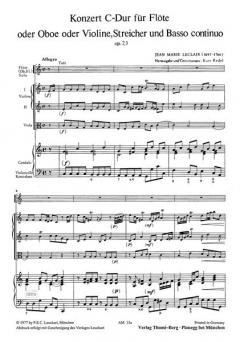 Konzert für Flöte (Oboe/Violine), Streicher und Continuo (Jean-Marie LeClair) 