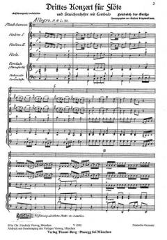 Drittes Konzert für Flöte, Streichorchester und Basso continuo von Friedrich II. im Alle Noten Shop kaufen (Partitur)