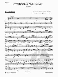 Divertimento Nr. 16 Es-Dur KV 289 von Wolfgang Amadeus Mozart 