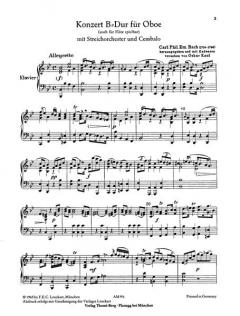 Konzert von Carl Philipp Emanuel Bach für Oboe (Flöte), Streichorchester und Cembalo im Alle Noten Shop kaufen