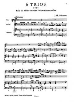 6 Trios aus dem Jahre 1718 - Nr. 3 D-Dur von Georg Philipp Telemann 