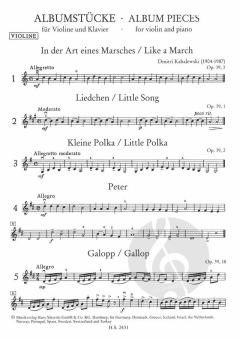 Albumstücke für Violine und Klavier von Dmitrij B. Kabalevski für Violine und Klavier im Alle Noten Shop kaufen
