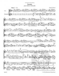 Sonate in vier Teilen für Violine und Violoncello von Maurice Ravel 