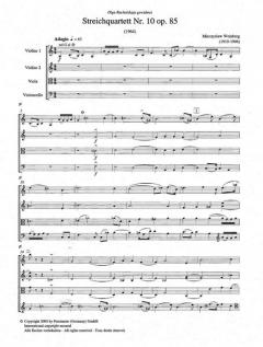 Streichquartett Nr. 10 op. 85 von Mieczyslaw Weinberg im Alle Noten Shop kaufen (Partitur)