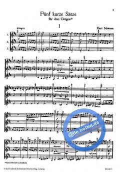 Fünf kurze Sätze für drei Geigen von Kurt Schwaen 