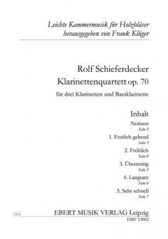 Klarinettenquartett op. 70 von Rolf Schieferdecker 