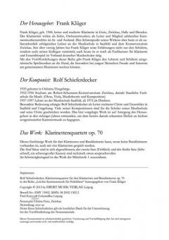 Klarinettenquartett op. 70 von Rolf Schieferdecker 
