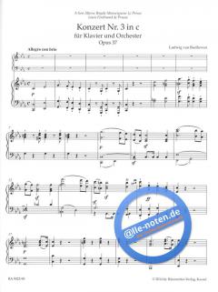 Konzert Nr. 3 c-Moll op. 37 von Ludwig van Beethoven für Klavier und Orchester im Alle Noten Shop kaufen (Partitur)