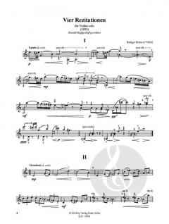 Vier Rezitationen für Violine solo von Rüdiger Blömer im Alle Noten Shop kaufen (Partitur)