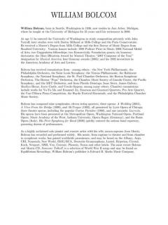 Concert Songs Vol. 1 (1975-2000) von William Bolcom 