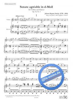 Sonate agreable d-Moll op. 43/3 op. 43/3 von Johann Baptist Vanhal 