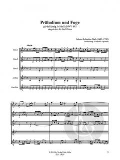 Präludium und Fuge g-Moll BWV 867 von Johann Sebastian Bach für fünf Flöten (original b-Moll) im Alle Noten Shop kaufen