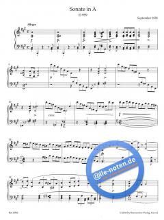 Sonate für Klavier A-Dur D 959 von Franz Schubert im Alle Noten Shop kaufen
