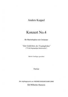 Concerto No. 4 for Marimba and Orchestra von Anders Koppel im Alle Noten Shop kaufen (Partitur)