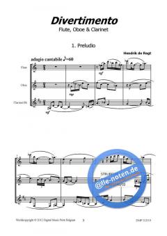 Divertimento von Hendrik de Regt für Holzbläser Trio im Alle Noten Shop kaufen