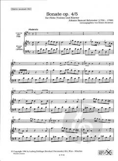 Sonata G-Dur Op. 4/5 von Johann Samuel Schröter für Violine (Flöte) und Cembalo (Klavier) im Alle Noten Shop kaufen