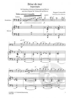 Brise du Mer - Impromptu von Ruggero Leoncavallo für Kontrabass und Klavier nach dem Original für Violoncello und Klavier im Alle Noten Shop kaufen
