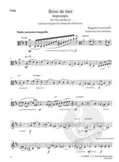 Brise du Mer - Impromptu von Ruggero Leoncavallo für Viola und Klavier nach dem Original für Violoncello und Klavier im Alle Noten Shop kaufen