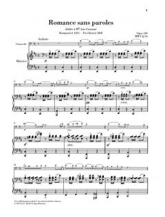 Romance sans paroles op. 109 von Felix Mendelssohn Bartholdy für Violoncello und Klavier im Alle Noten Shop kaufen