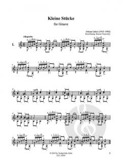 Kleine Stücke für Gitarre von Johann Lütter 