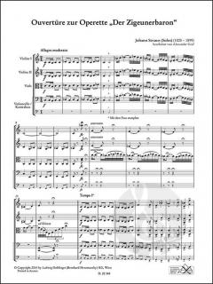 Ouvertüre zur Operette 'Der Zigeunerbaron' von Johann Strauss (Sohn) für 2 Violinen, Viola, Violoncello/Kontrabass im Alle Noten Shop kaufen