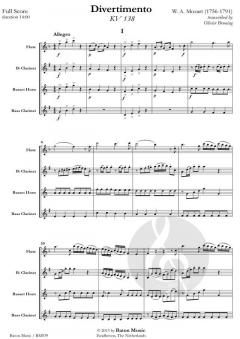 Divertimento von Wolfgang Amadeus Mozart für Holzbläser Quartett im Alle Noten Shop kaufen
