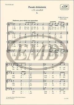 Pataki diákdalok a 18. századból (Ferenc Farkas) 