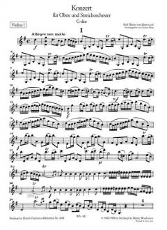 Konzert in G-Dur für Oboe und Streichorchester von Carl Ditters von Dittersdorf im Alle Noten Shop kaufen (Einzelstimme) - OB3858-VL1