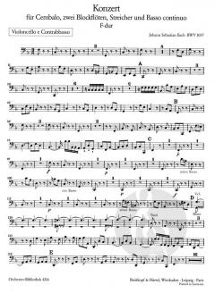 Konzert in F-Dur BWV 1057 von Johann Sebastian Bach für Cembalo, zwei Altblockflöten und Streichorchester im Alle Noten Shop kaufen (Einzelstimme) - OB4316-VC