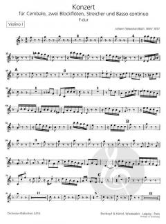 Konzert in F-Dur BWV 1057 von Johann Sebastian Bach für Cembalo, zwei Altblockflöten und Streichorchester im Alle Noten Shop kaufen (Einzelstimme) - OB4316-VL1