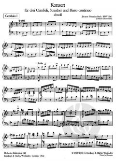 Konzert in d-Moll BWV 1063 von Johann Sebastian Bach für 3 Cembali und Streichorchester im Alle Noten Shop kaufen (Einzelstimme)