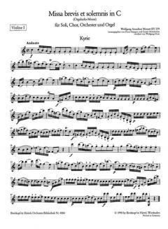 Missa brevis in C-Dur KV 259 von Wolfgang Amadeus Mozart 