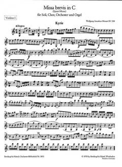 Missa Brevis in C-Dur KV 258 von Wolfgang Amadeus Mozart für Soli (SATB), gem. Chor, Orchester und Orgel im Alle Noten Shop kaufen (Einzelstimme) - OB5053-VL1